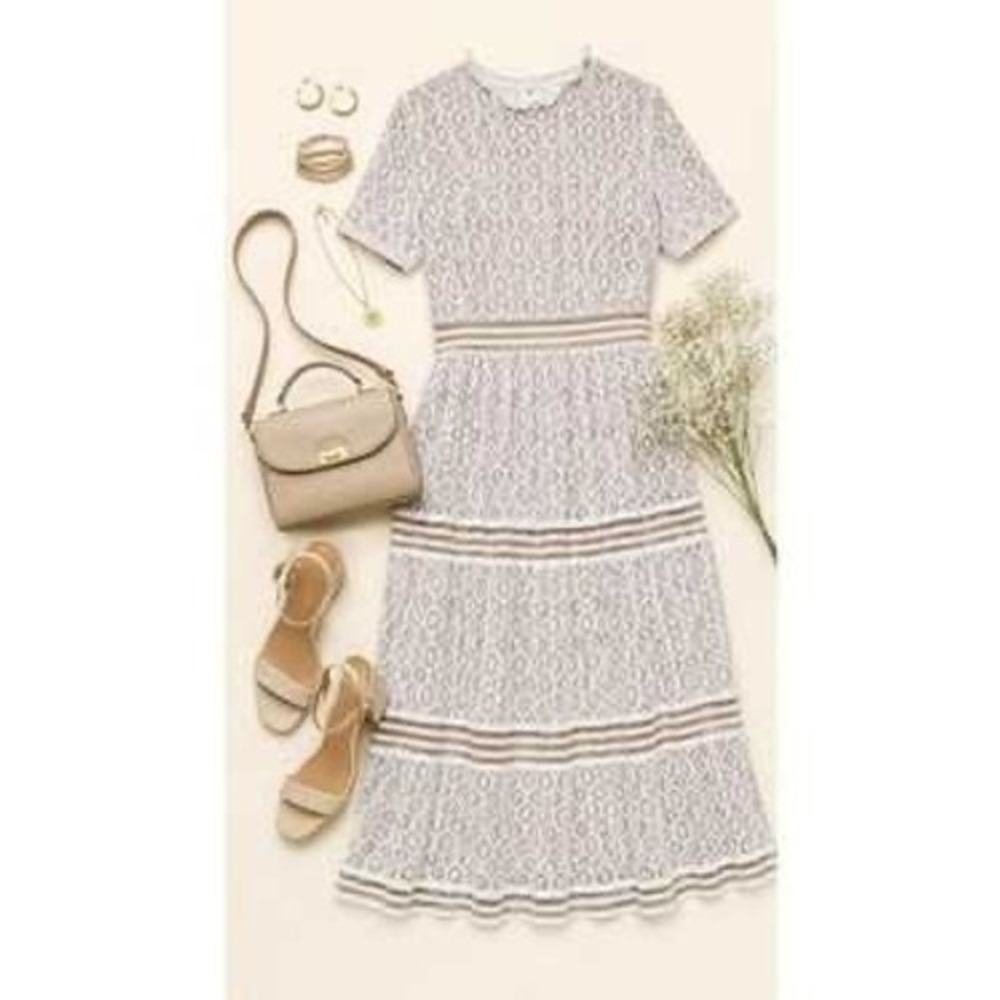 NWT BALTIC BORN Windsor Lace Midi Dress Ivory Nude Feminine Romantic Small - Picture 11 of 16